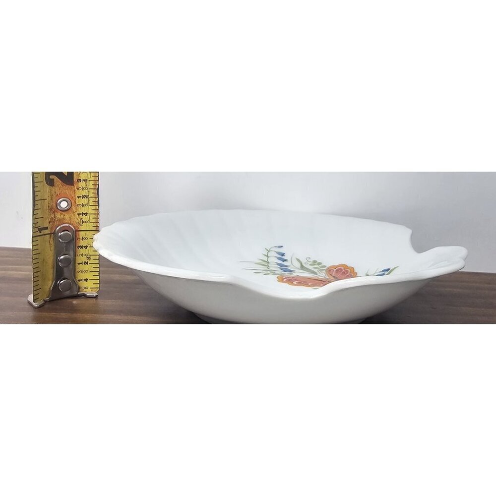 Vtg Takahashi Dew Hand Decorated Seashell Butterflies Flowers Trinket Soap Dish - Picture 8 of 12